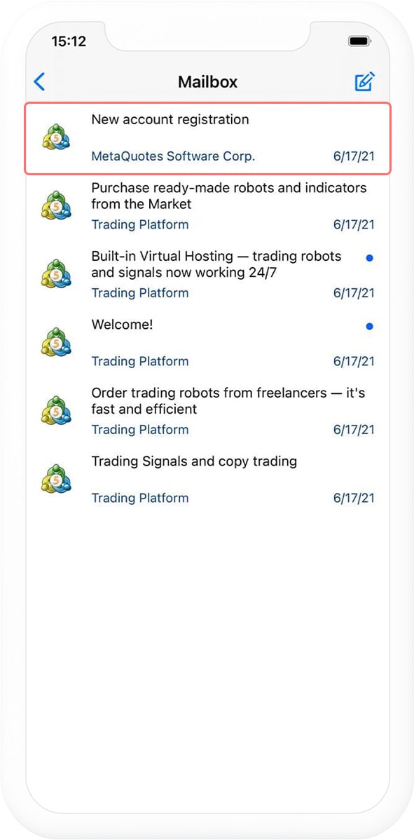 The trading account password can be found in the trading platform mailbox