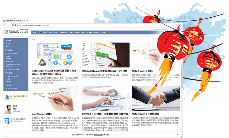 Technical support website for MetaTrader platforms is now available in Chinese