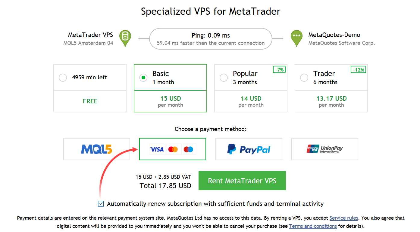 Use cards and other payment methods for auto renewal