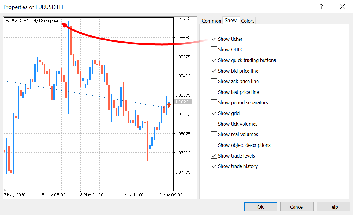 The new 'Show ticker' option