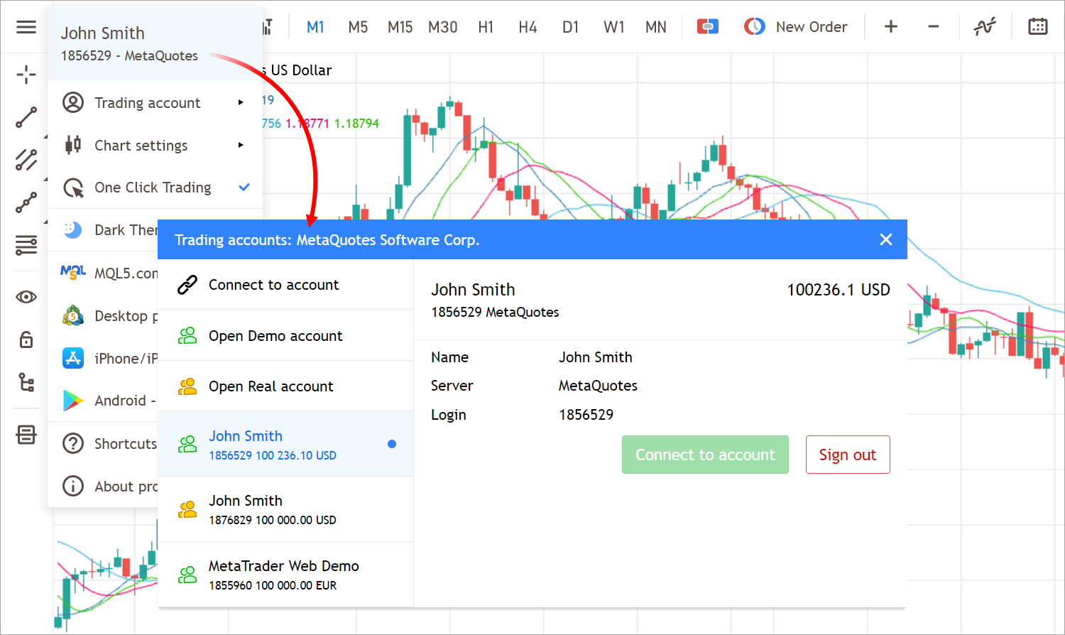 Improved access to trading account data