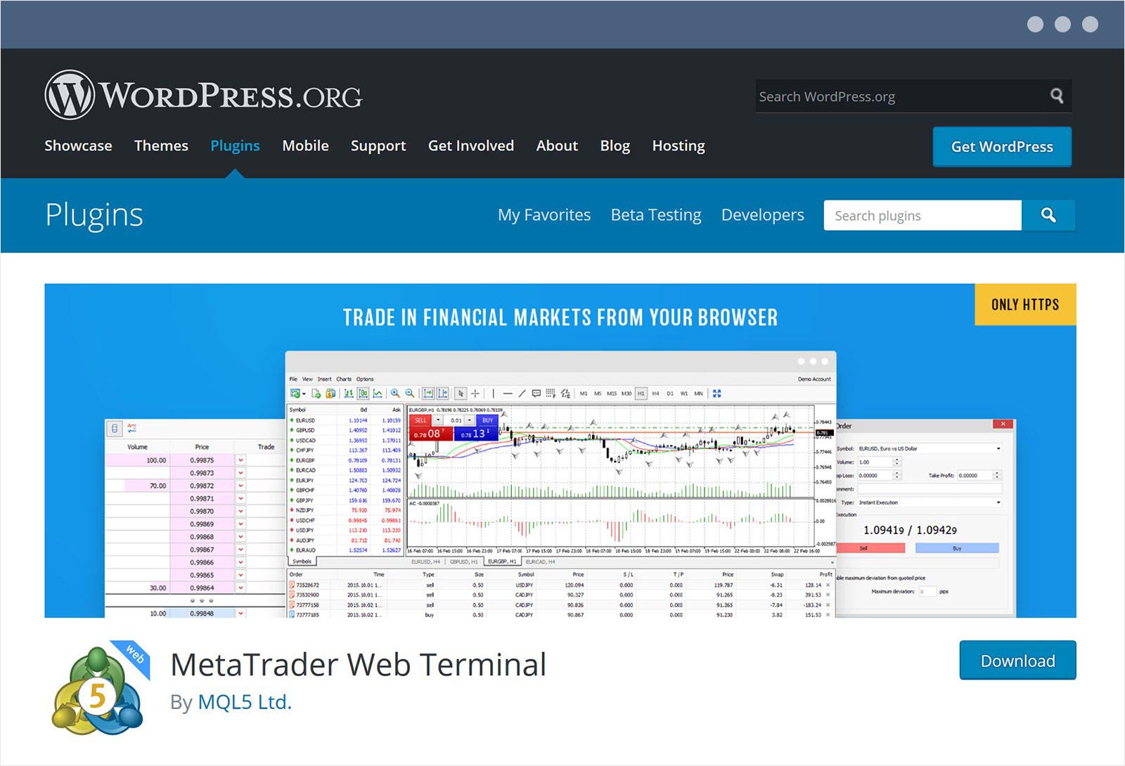MetaTrader web terminal plugin for WordPress