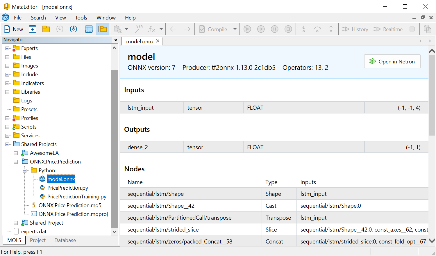 ONNX support has been expanded to display model properties straight in the editor