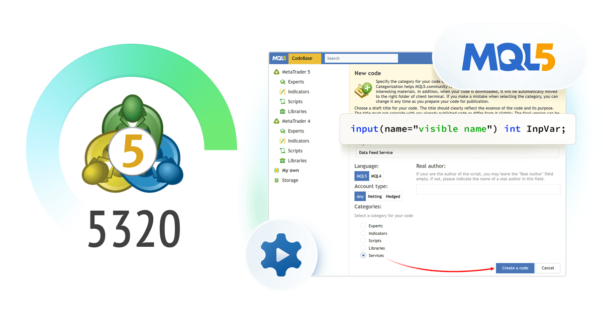 MetaTrader 5 Platform Update Build 5320: Services in CodeBase and improved input operations in MQL5