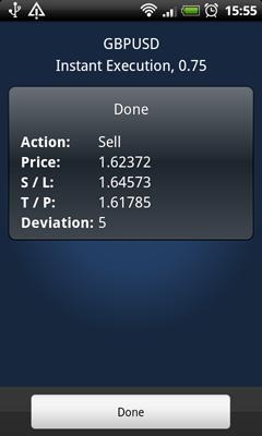 MetaTrader 5 Android: Finished Trade