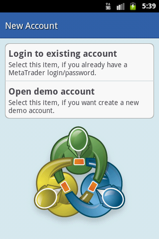Создание нового аккаунта в MetaTrader 4 для Android