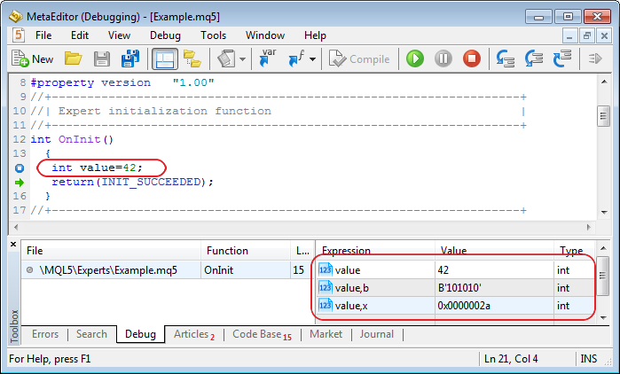 Added ability to format the output of integers in the debugger