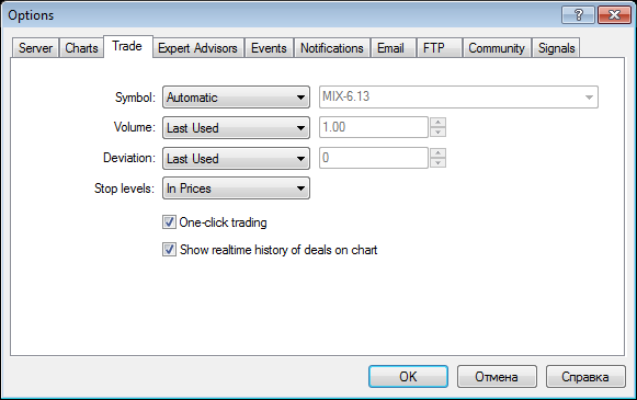 When One-Click Trading mode is enabled, the trading dialog is closed right after a successful operation. In case of an error, the dialog displays its cause