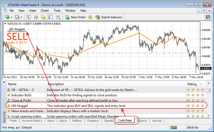 В клиентский терминал добавлена вкладка "Code Base" - доступ к базе MQL4-программ сайта MQL4.com