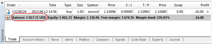 Added currency display in the client account's status bar