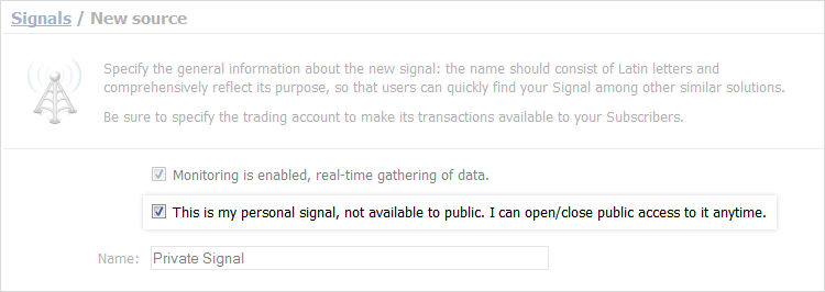 Private Monitoring Included in Trading Signals