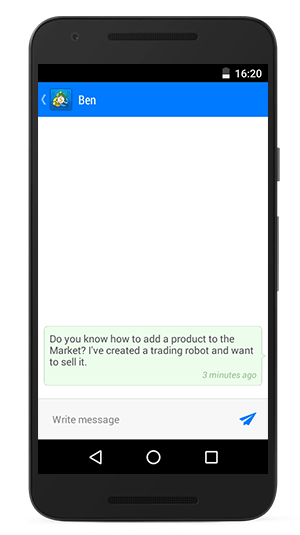 Встроенный чат в MetaTrader 5 Android