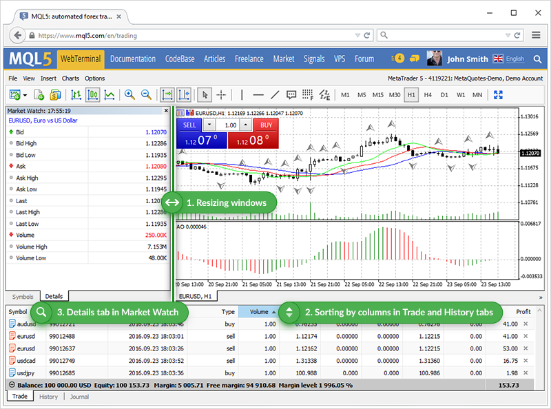 MetaTrader 5 网页平台更加快速便捷